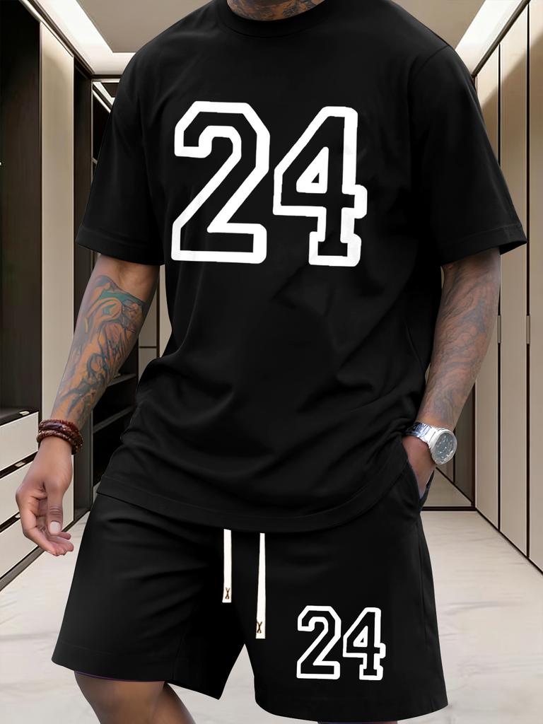 European Size Men'S Summer Casual Sports T-shirts Featuring a Popular Number 24 Design, Ideal for Summer Activities, Gym Workouts, And Outdoor Sports.