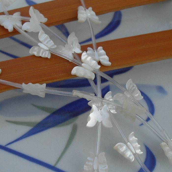 Natural Sea Shell White Butterfly Earrings: Hair Accessories & DIY Jewelry Material with Straight Hole