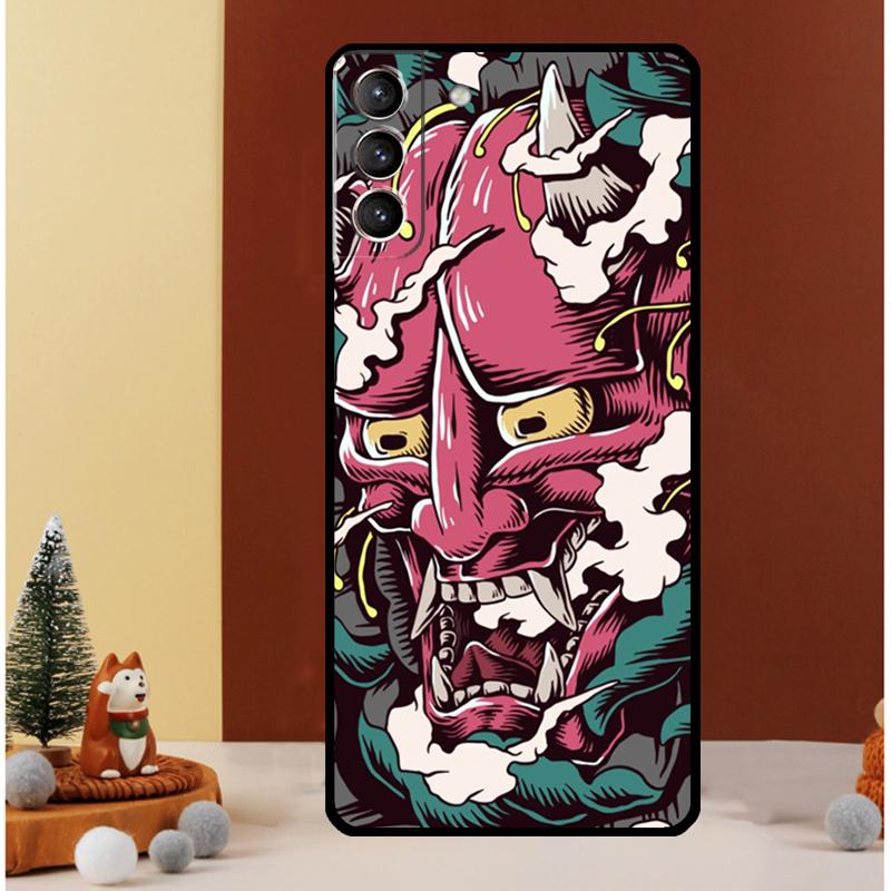 Japanese Hannya Oni Mask Case For Samsung Galaxy S24 S26 Ultra S22 S23 S25 Ultra S20 S21 Plus S10 S25 FE Cover Funda