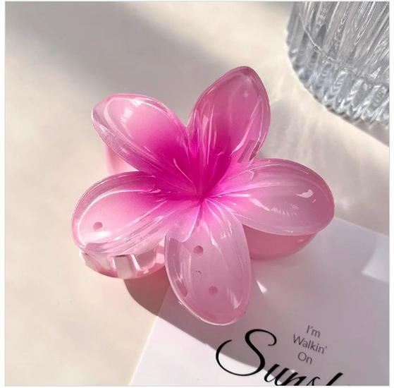 Gradient Plumeria Jelly Hairpin - Transparent, Trendy Back-of-Head Accessory for Women