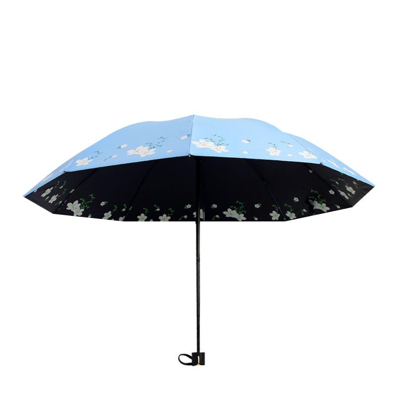 Ten-bone sunshade flower double-sided printed flower umbrella large folding umbrella outdoor small fresh weather and rain sun umbrella sun umbrella