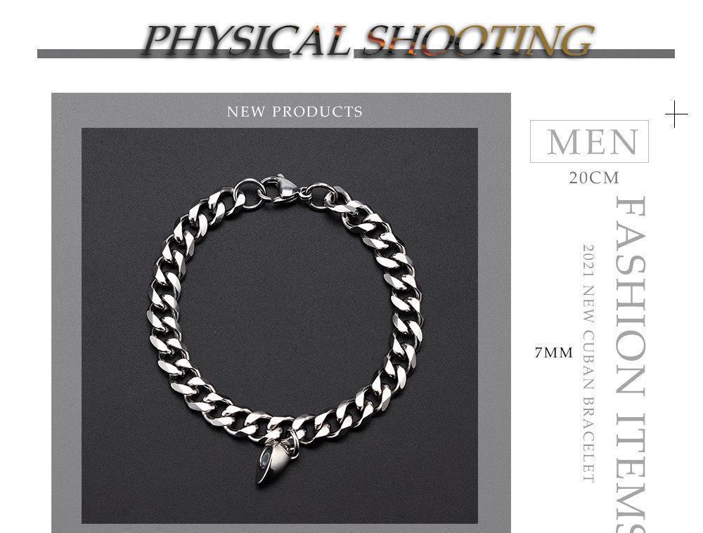 2pcs Punk Silver Chain Couple Bracelet For Women Stainless Steel Romantic Magnet Men Paired Things Jewelry Pulsera