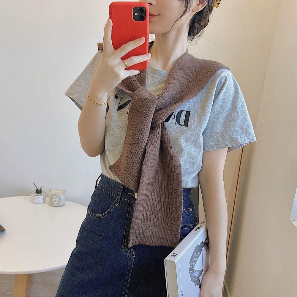 

Украшение Черно-белый женский шерстяной шарф Вязаная шаль Однотонные накидки Шарфы в корейском стиле белый