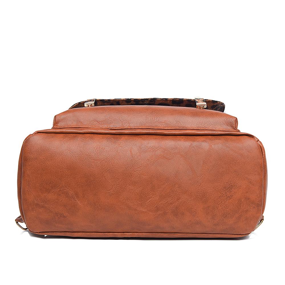 Vintage Rucksack mit Leopardenmuster Damen Schultertasche Studentenrucksack