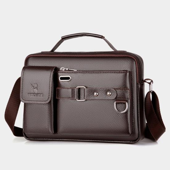 Shoulder Bag Adjustable Strap Waterproof Solid Color Lightweight Large Capacity Crossbody Bag for Business