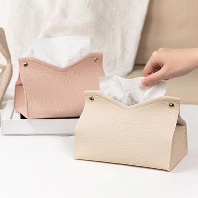 Tissue Box, Easy Open Waterproof PVC Leather Design, Simple Style Durable Anti-Crack Tissue Dispenser for Home Car Use