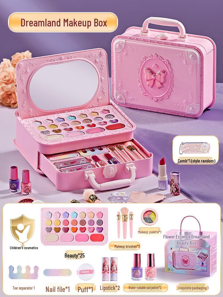 Princess Makeup Box: Washable Children's Cosmetic Set with Lipstick & Nail Polish - Perfect Birthday Gift for Girls
