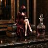 Hand Painted Resin Crafts Hooded Midnight Reader with Wine Statue, Gothic Dark Fantasy Faceless Shadow Home Decor Collectibles Figure, Sitting Mystery