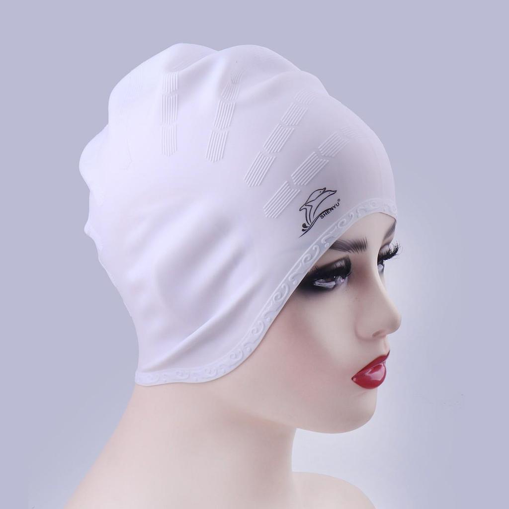 SHENYU Extra Large Silicone Swim Cap for Long Hair with Ear Protection, Multi-Color