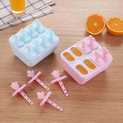 Home 6/8 Cavity Round Rectangle Freezing Pop Mold Summer DIY Ice Cream Maker Box
