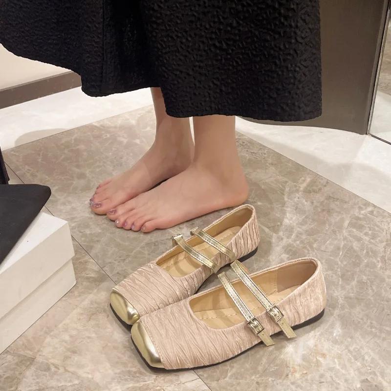 Fashion 2024 Spring New Women Flat Shoes Fashion Square Head Shallow Shoes Soft Flat Heel Dress Shoes for Women Leisure and Comfort