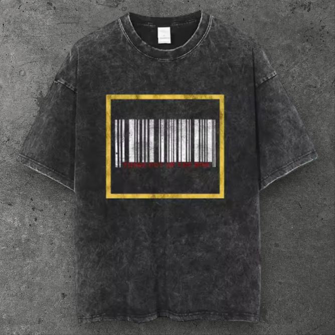 Mens Anti Consumerism Cotton T Shirt Washed Black Grunge Aesthetic S-3XL S