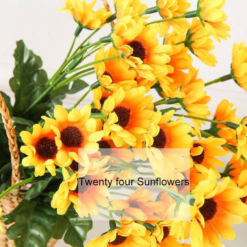 1 Bunch Silk Sunflower Realistic Artificial Flowers Bouquet Home Decor Fake Flowers Wedding Bouquet 24 Sunflower