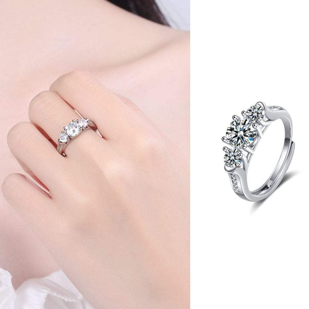 

Moissanite 3 Open Control Ring S925 Fashion Jewelry Cubic Ring