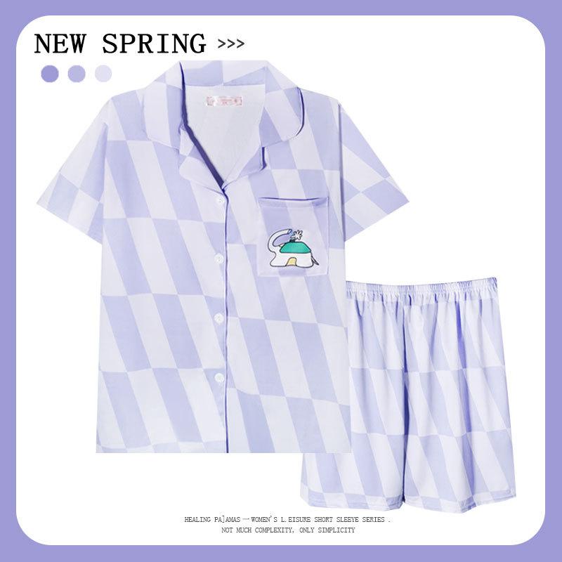 "Crayon Shin-chan" Large Size Women's Pajamas Women's Summer Short Sleeve Japanese Student Cartoon Cute Loungewear Set