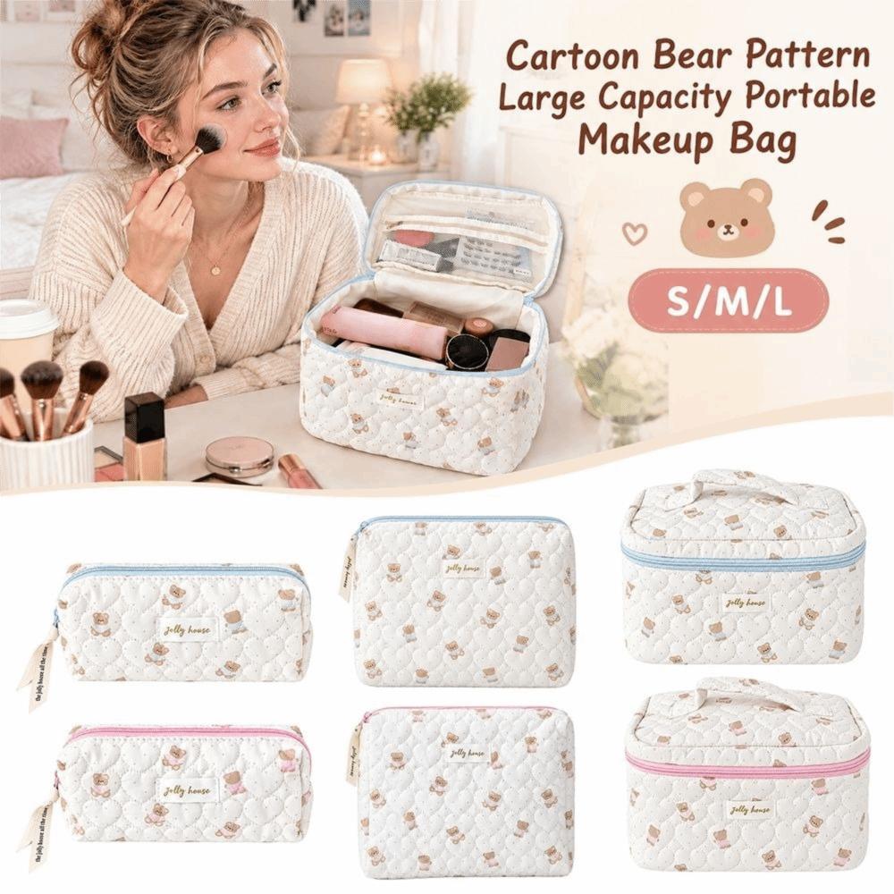 Lightweight Cartoon Bear Makeup Bag Large Capacity Toiletry Pouch Business Trips