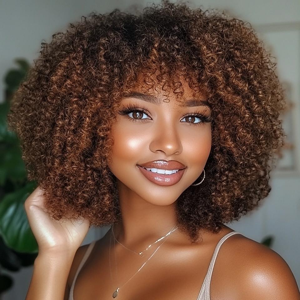 Plné Kučeravé Bob Parochne Parochne z ľudských vlasov Afro Kučeravé Parochne s Ofinou Bez Lepidla na Nosenie Go Jerry Kučeravé Bob Parochne Brazílske Parochne z Ľudských Vlasov 14inches&180% hnedá