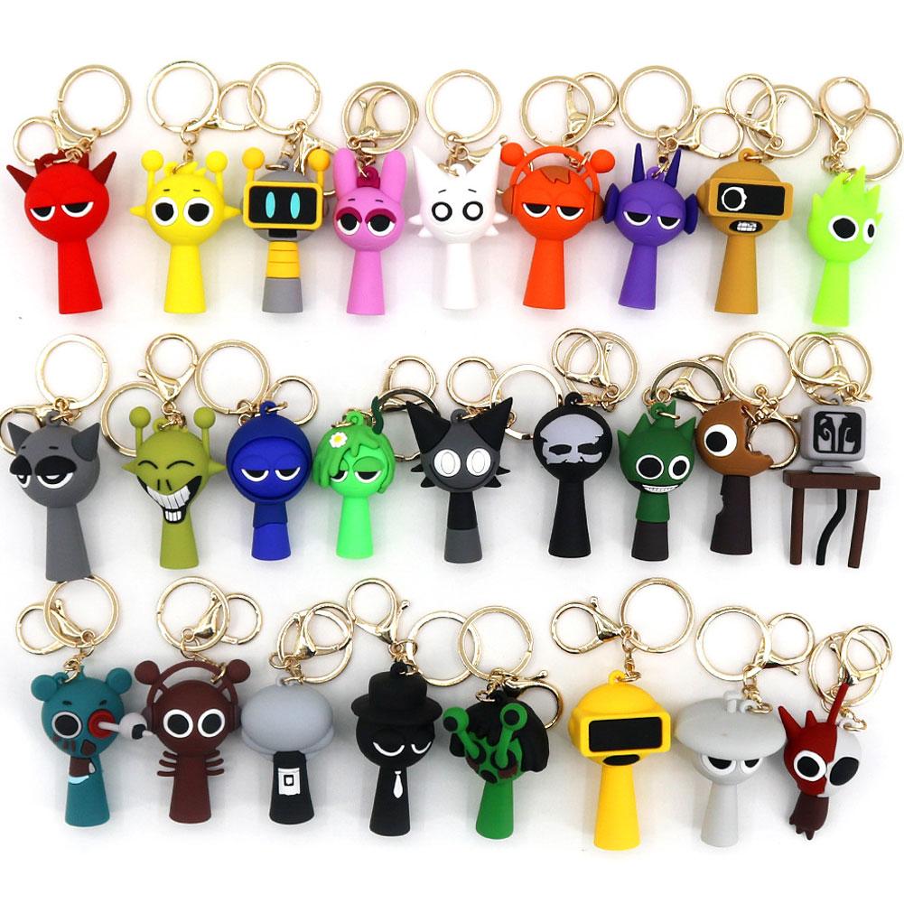 Cartoon Sprunki Keychain Cute Sprunki Oren Raddy Gray Brud Vineria For Girl Boy Bag Pendant Keyring Jewelry Fans Gifts Decor