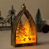 Vintage Christmas Ornament House Shape Santa Claus Deer Snowman Statue Night Light Glowing Decoration