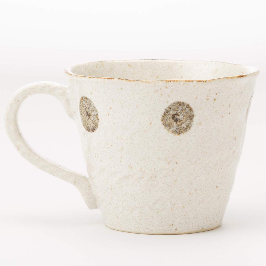 Mino Ware Polka Dot White Karatsu Mug K52017