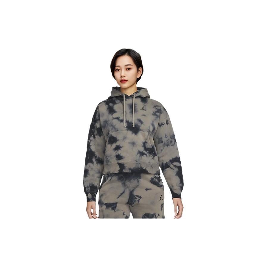 Jordan Heritage Tie-Dye Fleece-Lined Hoodie Women Tops Olive-Gray DM5239-040