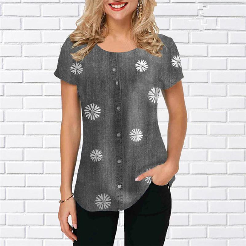 

Женские футболки с принтом в ковбойском стиле, пуловеры большого размера с короткими рукавами и цветочным принтом, топы, летняя уличная одежда, женская футболка с круглым вырезом 8XL