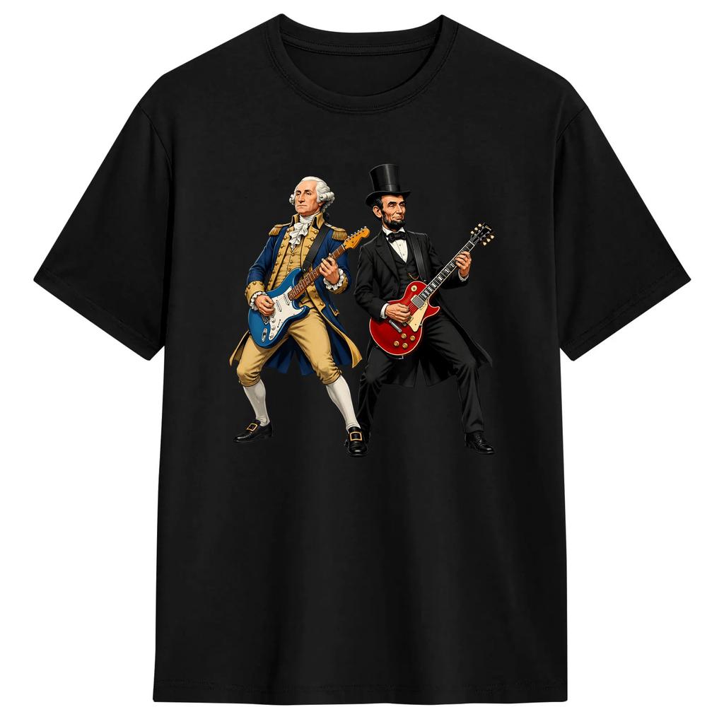 Unisex Unisex Tshirt George Washington Playing Guitar 4th July 250th Anniversary T Shirts Trendy Cool Summer Tees Vintage