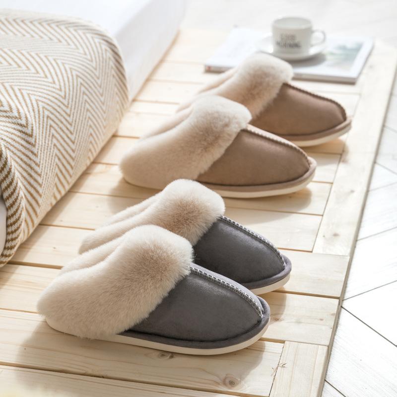 2025 suede cotton slippers home autumn and winter couple warm thick hair slippers slippers cotton shoes