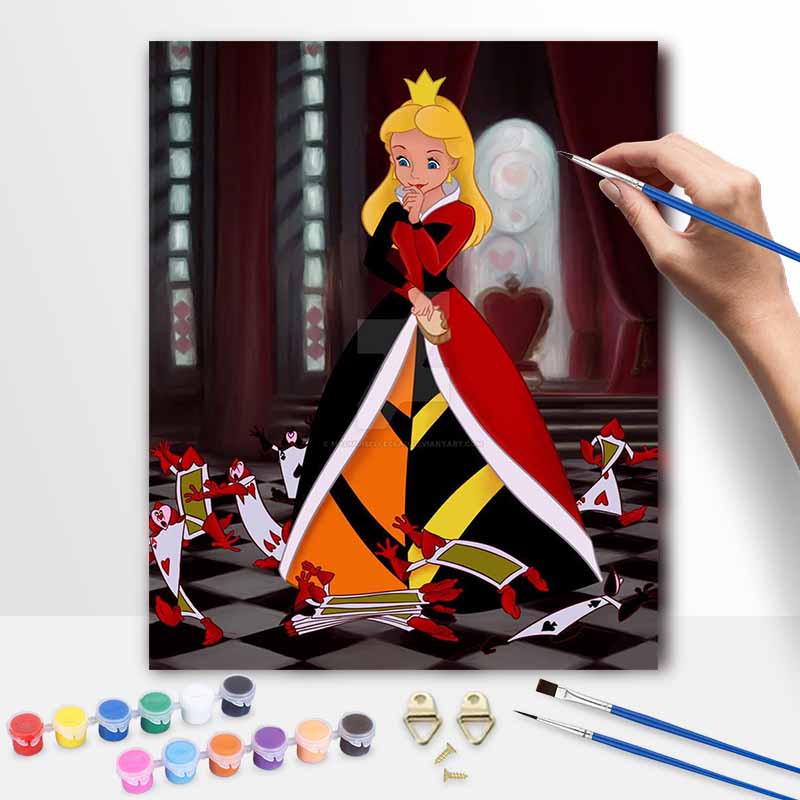 Disney Alice in Wonderland Queen of Hearts Oil Painting Kit Home Decor Gift 20x30cm
