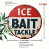 2D Metal Sign Ice Bait Fishing Tackle Shop Billboard, Rustic Wall Art for Man Cave Home Office Halloween Gift