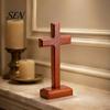 Desktop Religious Statue Solid Wood Stand Tabletop Ornament, Wooden Standing Christian Gifts, Devotional Spiritual Item Faith Decor for Home