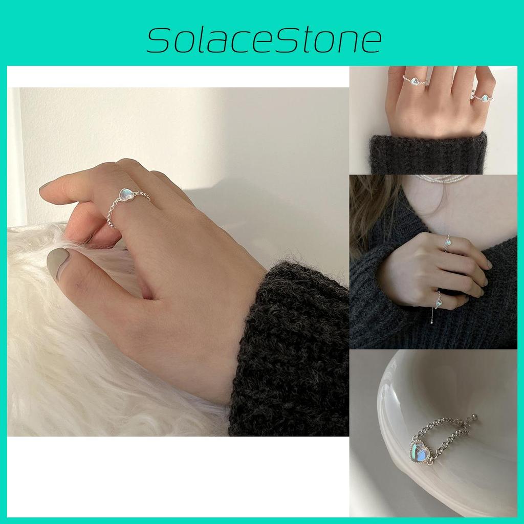 Trendy Heart Moonstone Copper Ring For Women Featuring Adjustable Size And Unique Style