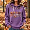 Women's Lightweight Long Sleeve Pullover Hoodie with Pockets, Thanksgiving Christmas Print