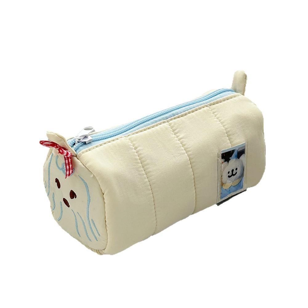 Cream Cartoon Pencil Case With Large Capacity For Students And Office Use