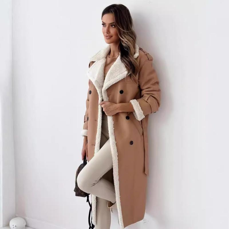 Autumn and Winter New Double Wear Collar Lapel Long Coat