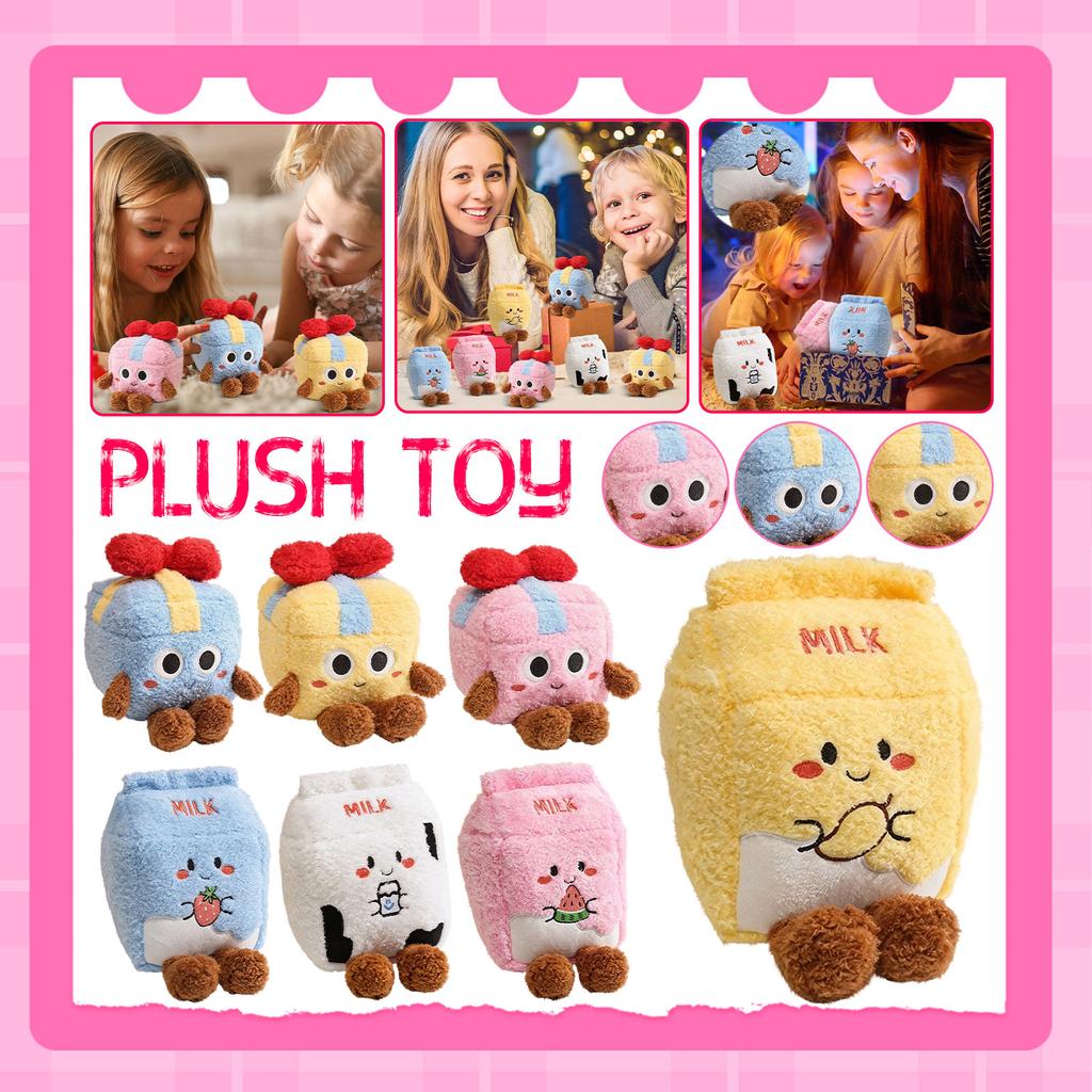 Cute Milk Carton Plush Toy Soft Stuffed Animal for Gifts Decoration