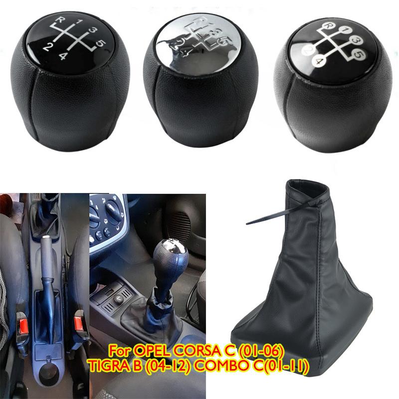 For OPEL CORSA C (01-06) TIGRA B (04-12) COMBO C(01-11) Car Gear Shift Knob Head Leather Gaiter Boot Cover Handbrake Case Collar