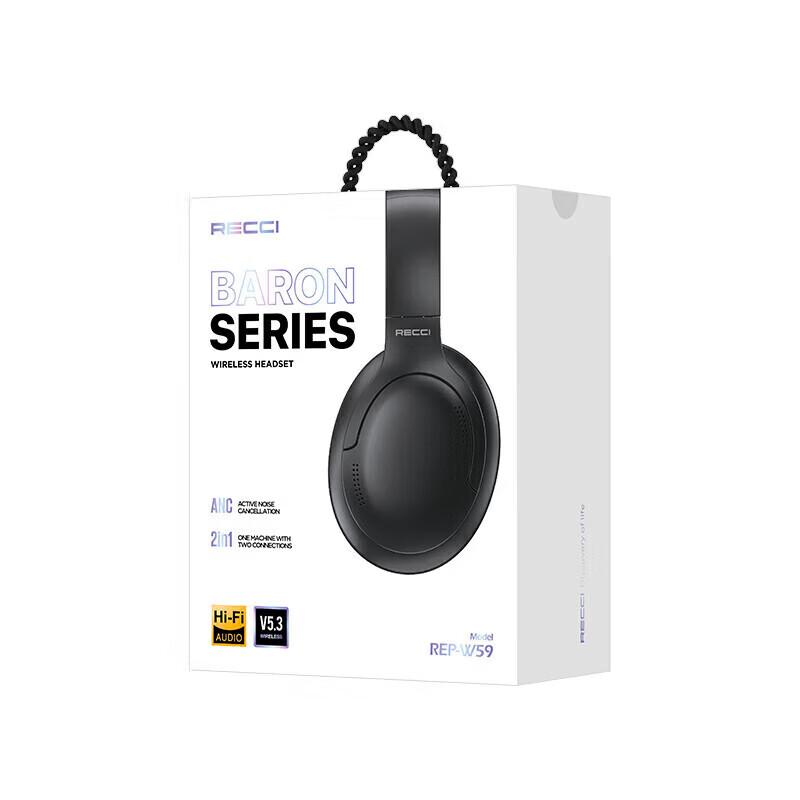 Recci REP-W59 Wireless Noise-Canceling Over-Ear Bluetooth Headphones