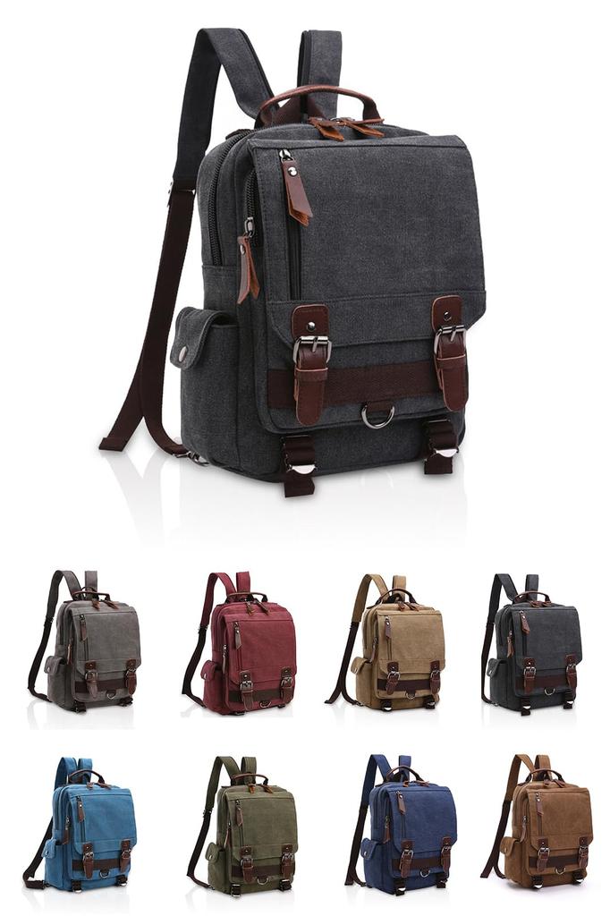 LeafIn Mini-Rucksack, Stilvoll, Leichte Canvas-Umhängetasche, Unisex, In zwei Ausführungen erhältlich, 8596 (Schwarz B)