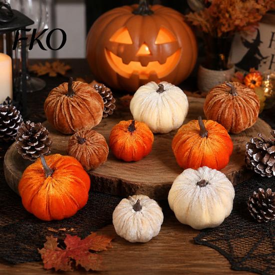 Halloween Seasonal Decorative Pumpkins Small Velvet Pumpkin Thanksgiving Table Centerpiece, Soft Reusable Party Decorations Stuffed for Fall
