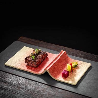 Kreativer Buchförmiger Keramik-Sushi-Teller Unregelmäßige Form Flacher Teller Dessertteller Snackteller Restaurant-Spezialgeschirr