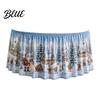 Elastic Edge Table Skirt Christmas Skirt Santa Claus Elk Prints Edge Dining Decor Xmas Party Decorations Elf Tree Festive for Home Holiday