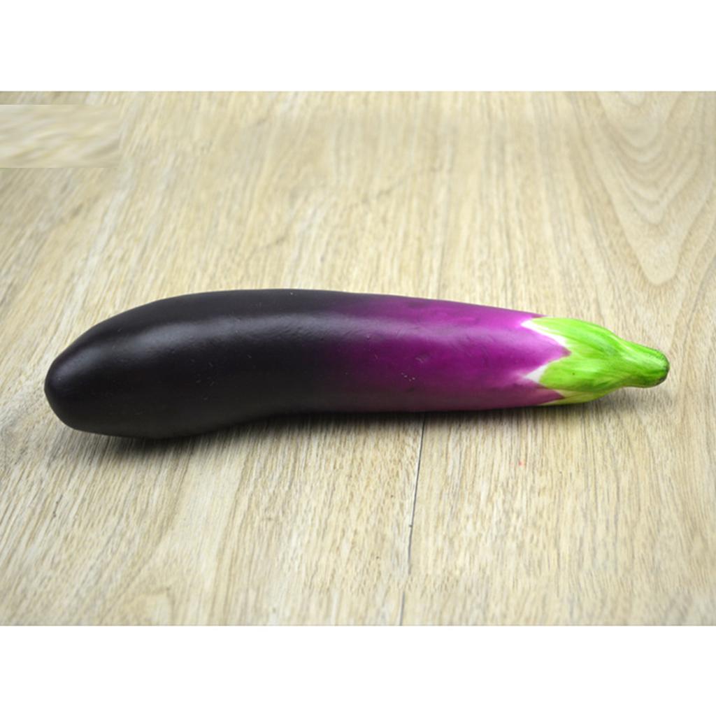 2pcs Realistic Artificial Aubergine Faux Eggplants Simulation Aubergines Foam Vegetable Decorations for Home and Office