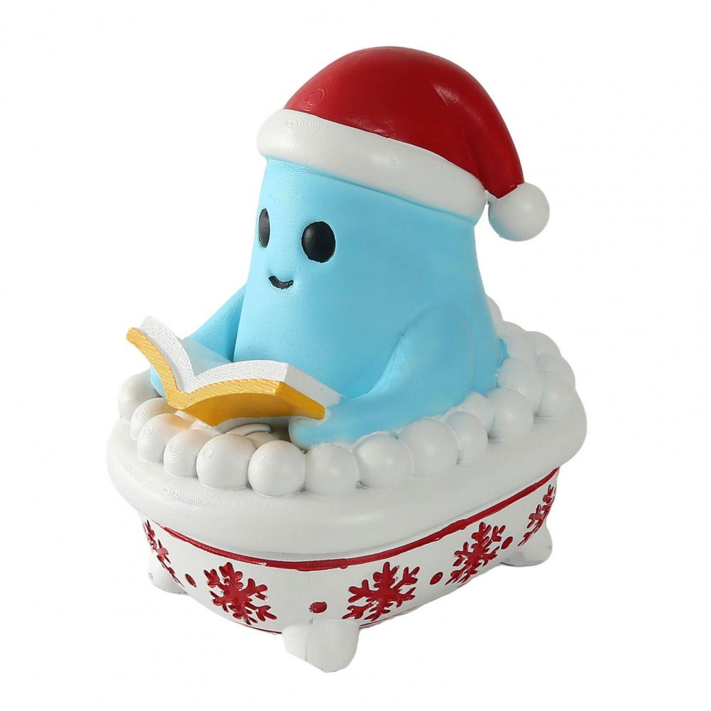 Handmade Night Light Handmade Resin Christmas Night Light Sculpture with Santa Claus Snowman Ghost Reading Book Soft Glow Lamp