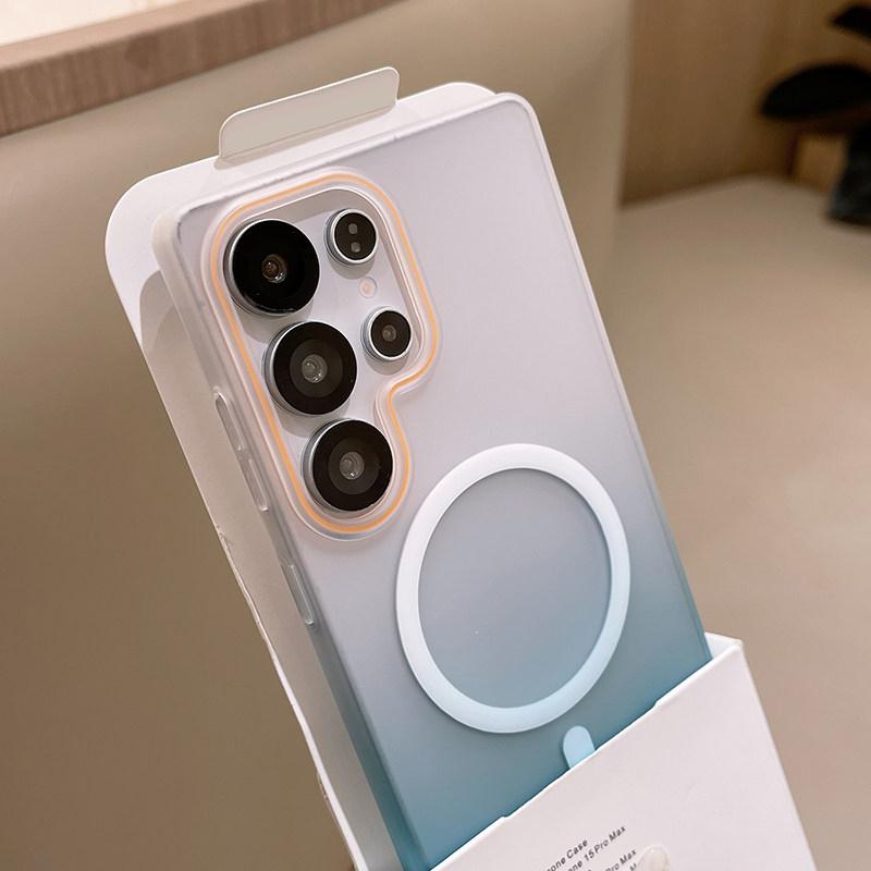 

Gradient Color Matte Clear For Magsafe Wireless Charge Case For Samsung Galaxy S26 Plus S25 S24 S23 S22 Ultra Magnetic Cover For Samsung S22Ultra синій