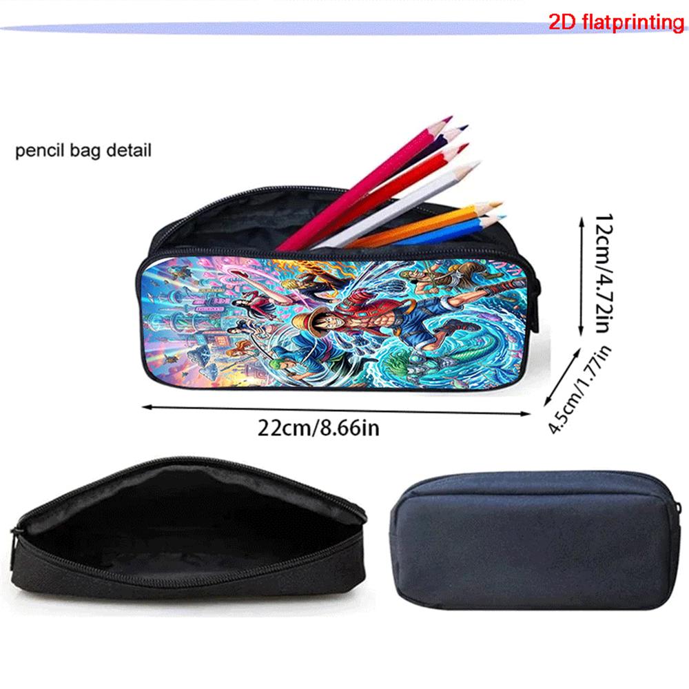 One Piece Lightweight Cartoon School Backpack Student Boy Girl BookBag with Front Pocket 3pcs Set With Crossbody Bag Pencil Case