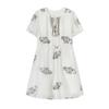 Women's Summer Bubble Sleeve Floral High-Waist A-Line Dress