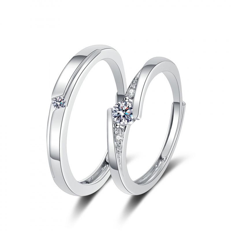 Rhinestone Bow Couple Rings - Elegant European & American Valentine's Gift Jewelry