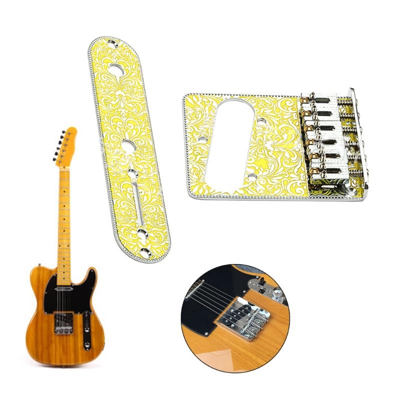 6 Strings Saddle Bridge Plate, 3 Way Switch Control Plate Set for Most Electric Guitars Replacement Parts Hardtail Set