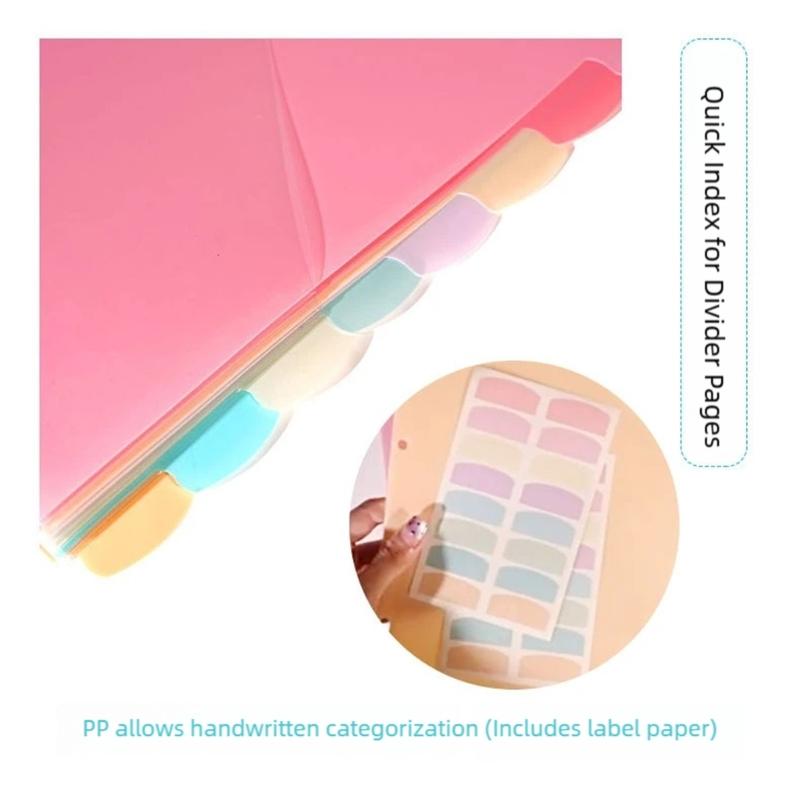 Colorful Binder Dividers 3 Holes Designs Sturdy PP for Notebook Journals Daily Organization